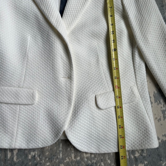 Blue Les Copains Cream Textured Cotton Blazer – Size 46 – NWT - Picture 9 of 10